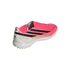 Adidas soccer turf shoe featuring a bright pink and white upper, black iconic stripes, and gold accents, including a World Cup trophy icon on the heel.