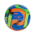 Blue soccer ball with neon green and orange curved graphics, featuring MLS branding and Commissioner Don Garber's signature.