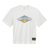 A white Adidas t-shirt with a diamond-shaped "ARGENTINA" graphic and Sun of May on the chest. A small black brand tag is located at the bottom right corner.