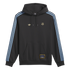 Black Adidas hoodie featuring light blue sleeve stripes, gold Trefoil and AFA logos on the chest, and a kangaroo pocket.