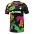 Black soccer jersey with colorful neon brick-patterned shapes. Features a Boston swan crest, black Nike swoosh, and white T.J. Maxx sponsor logo in the center.
